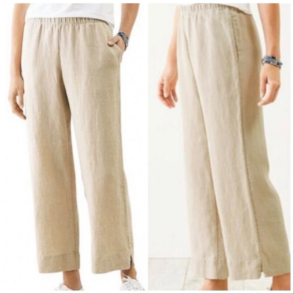 J. Jill Love Linen Pull On Cropped Linen Pants in Flax